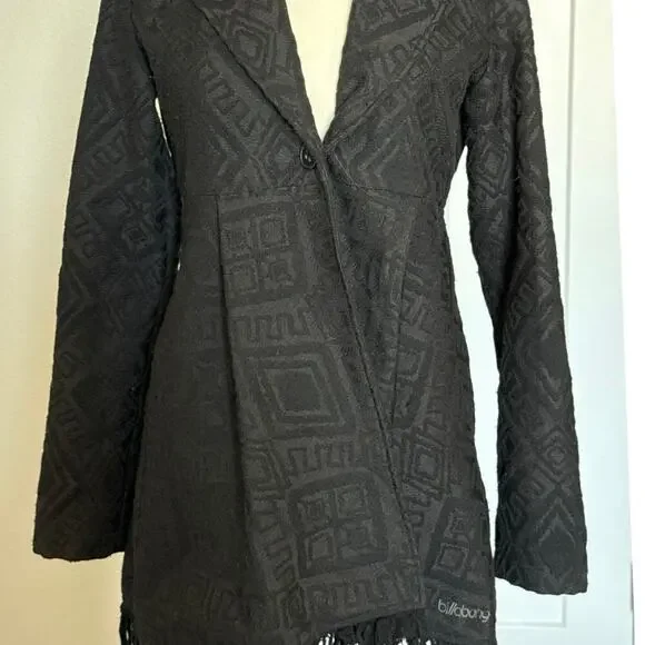 Billabong Black Coat with Fringe Womens Size S - Picture 7 of 12